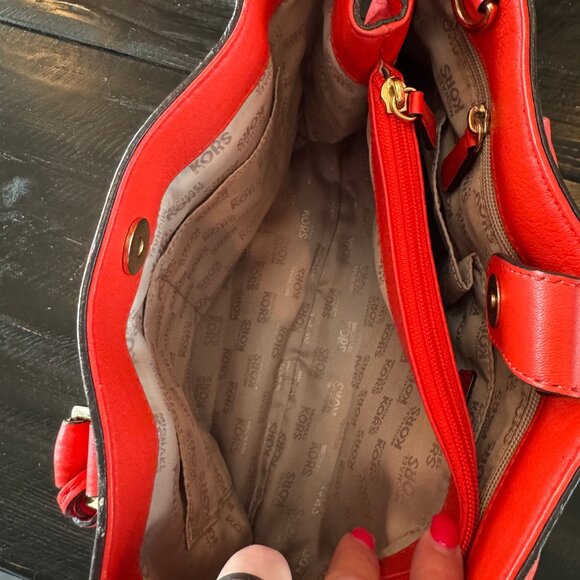 Michael Kors Red Leather Tote Bag - Picture 2 of 8